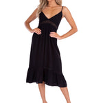 'Simone' Tiered Midi Dress Black - Seaspice Resort Wear