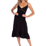 'Simone' Tiered Midi Dress Black - Seaspice Resort Wear