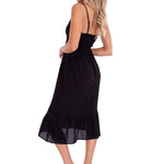 'Simone' Tiered Midi Dress Black - Seaspice Resort Wear