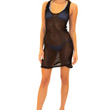 'Sirena' Cotton Mesh Cover-Up Black - Seaspice Resort Wear