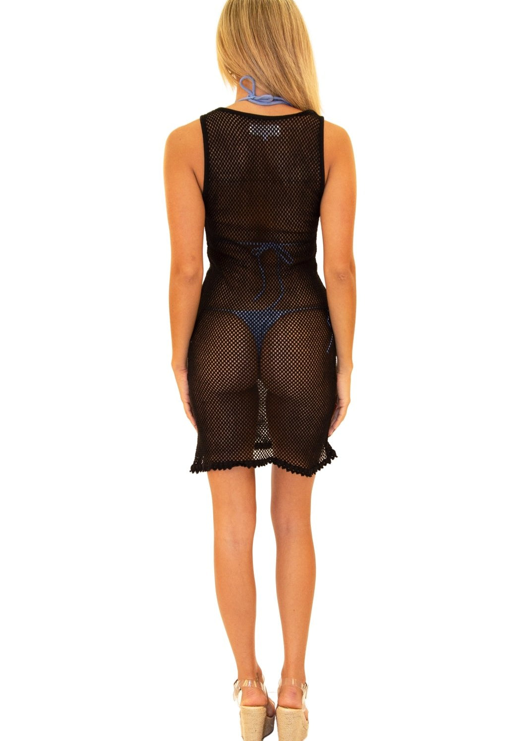 'Sirena' Cotton Mesh Cover-Up Black - Seaspice Resort Wear
