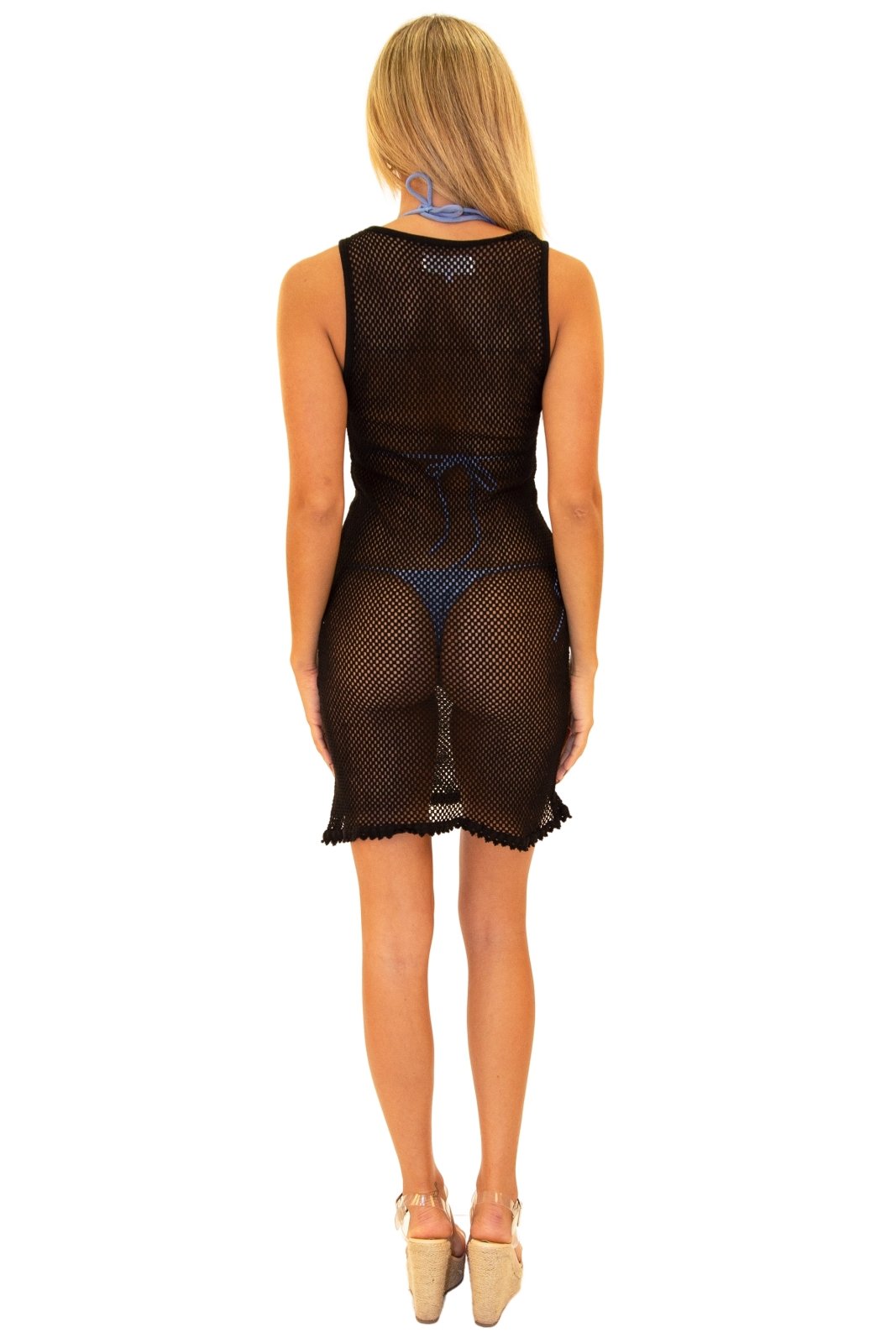 'Sirena' Cotton Mesh Cover-Up Black - Seaspice Resort Wear
