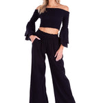 'Soleil' Wide Leg Pants Black - Seaspice Resort Wear