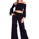 'Soleil' Wide Leg Pants Black - Seaspice Resort Wear
