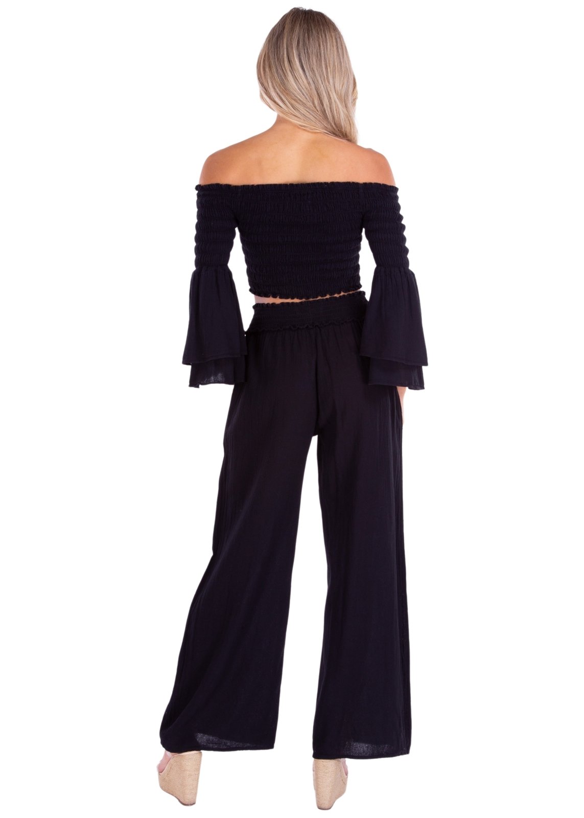 'Soleil' Wide Leg Pants Black - Seaspice Resort Wear