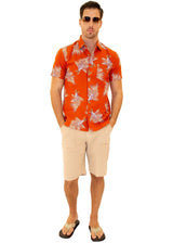 'St. Tropez' Hawaiian Shirt Orange - Seaspice Resort Wear
