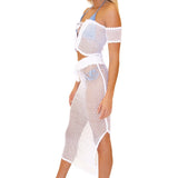 'Stassie' Cotton Mesh Skirt White - Seaspice Resort Wear