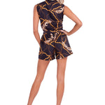'Stay Golden' Print Front Tie Top Black - Seaspice Resort Wear