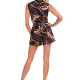 'Stay Golden' Print Front Tie Top Black - Seaspice Resort Wear