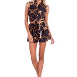 'Stay Golden' Print Front Tie Top Black - Seaspice Resort Wear