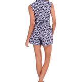 'Stay On Tropic' Print Front Tie Top Black - Seaspice Resort Wear