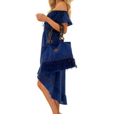 'Stella' Cotton Bag Navy - Seaspice Resort Wear