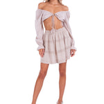 'Tabitha' Long Sleeve Crop Top Baby Beige - Seaspice Resort Wear