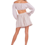 'Tabitha' Long Sleeve Crop Top Baby Beige - Seaspice Resort Wear