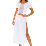 'Teagan' Crochet Cut Out Top White - Seaspice Resort Wear