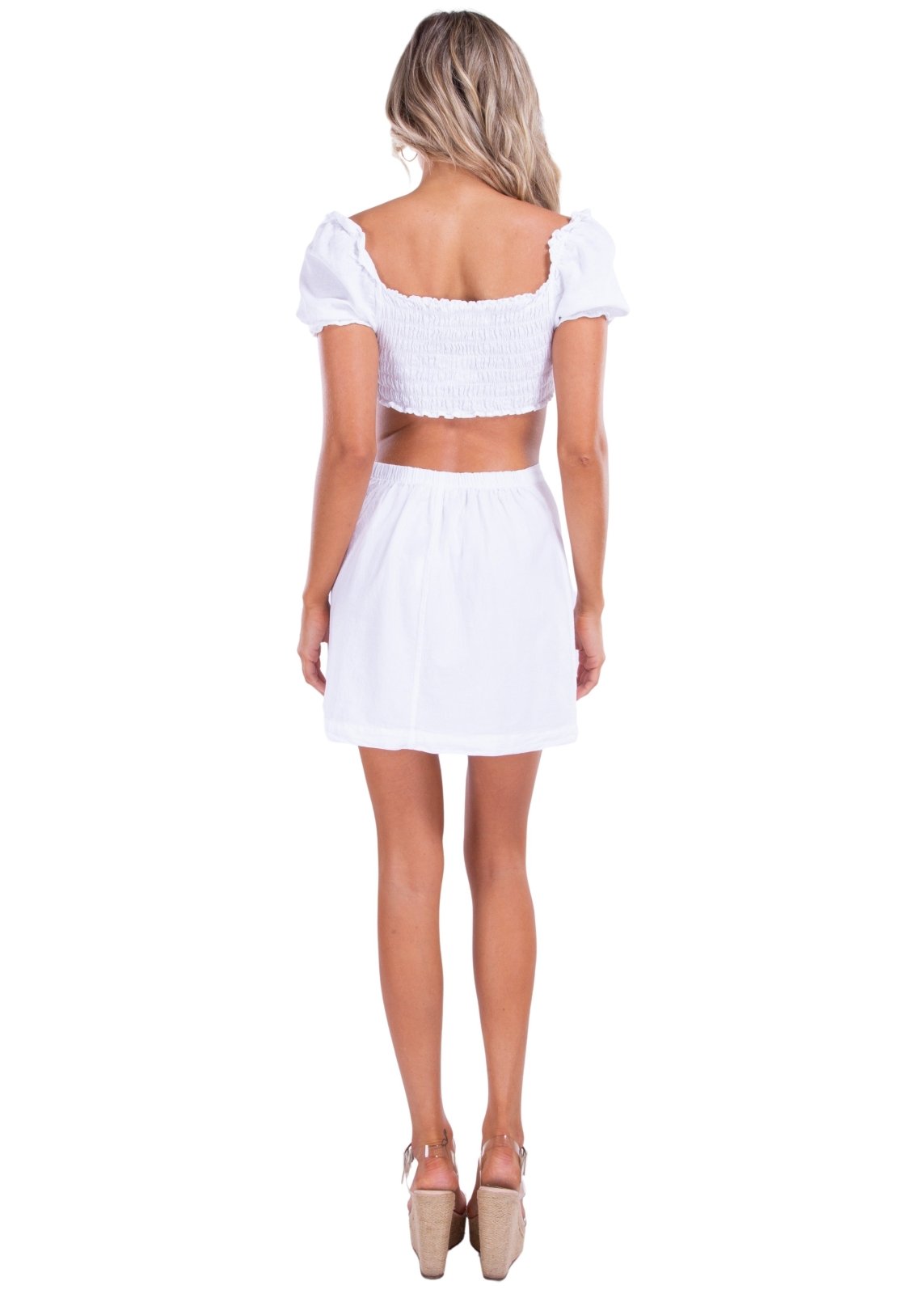 'Tessa' Side Button Up Skirt White - Seaspice Resort Wear