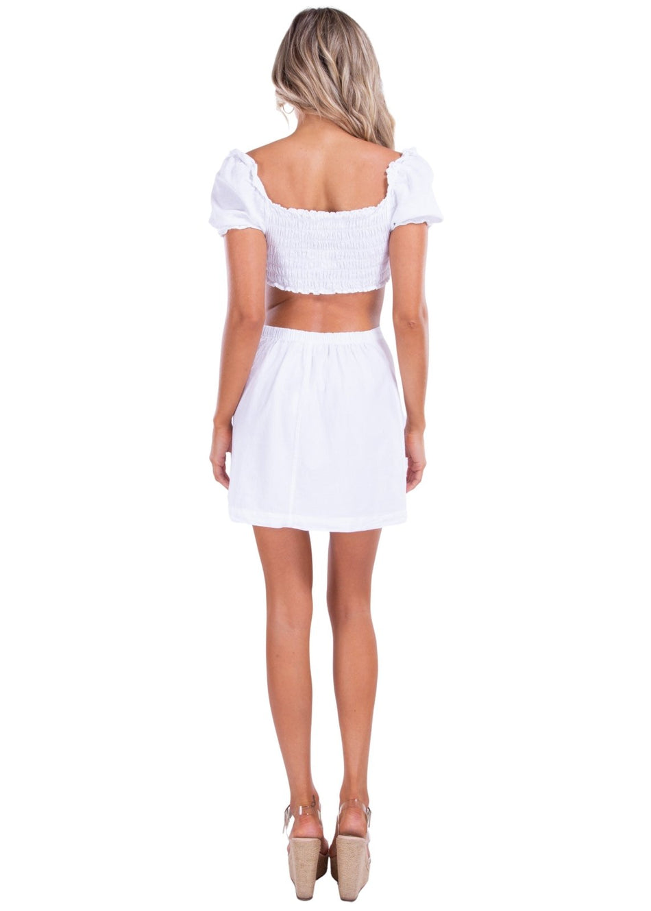 'Tessa' Side Button Up Skirt White - Seaspice Resort Wear