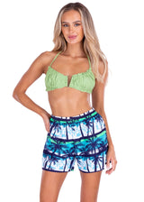 'That Beach' Print Shorts Turquoise - Seaspice Resort Wear