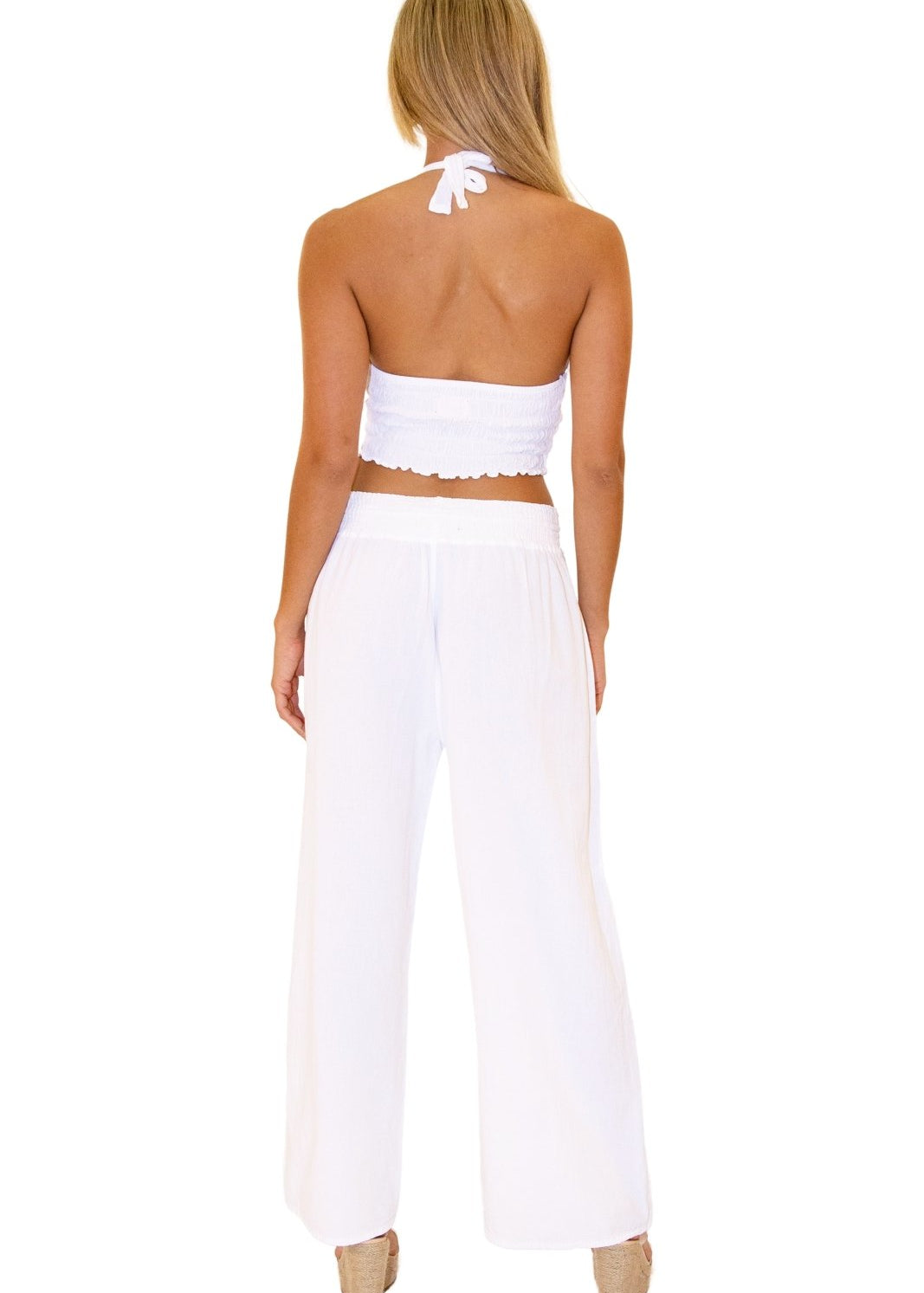 'Tina' Wide Leg Pants White - Seaspice Resort Wear