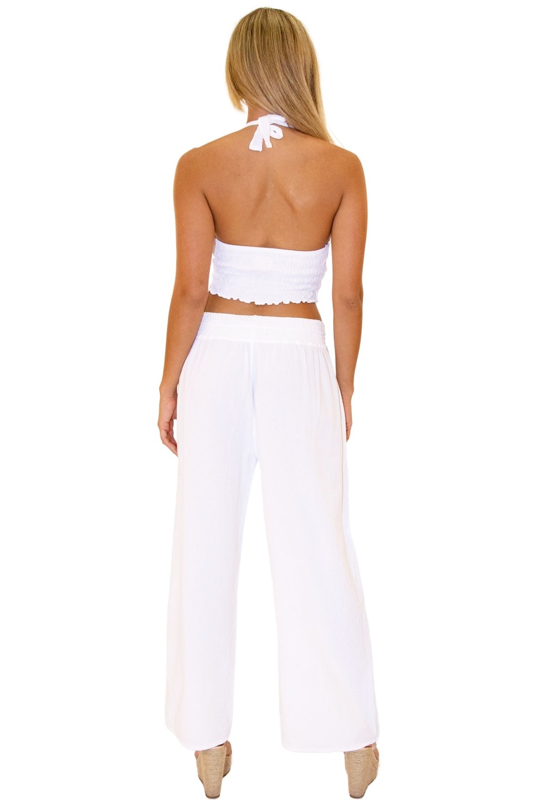 'Tina' Wide Leg Pants White - Seaspice Resort Wear