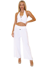 'Tina' Wide Leg Pants White - Seaspice Resort Wear