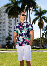 'Turks & Caicos' Hawaiian Shirt Navy - Seaspice Resort Wear