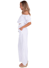 'Valeria' Paperbag Waist Wide Leg Pants White - Seaspice Resort Wear