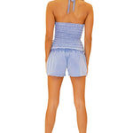 100% Cotton 'Violet' Mesh Halter Top Blue - Seaspice Resort Wear