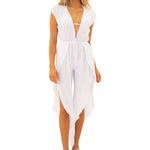 'Windy' White Cotton Romper - Seaspice Resort Wear