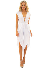 'Windy' White Cotton Romper - Seaspice Resort Wear