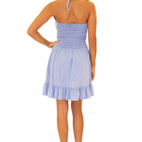 100% Cotton 'Zoey' Halter Sundress Blue - Seaspice Resort Wear